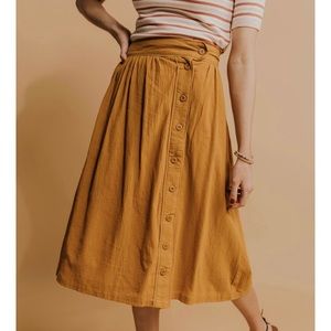 New Roolee mustard midi skirt